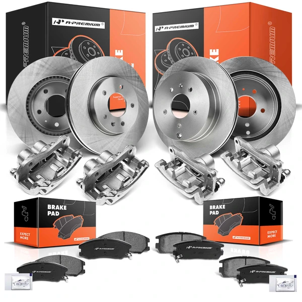 16 Pcs Front & Rear Disc Brake Rotors & Ceramic Brake Pads & Brake Calipers for Chevy Pontiac Saturn