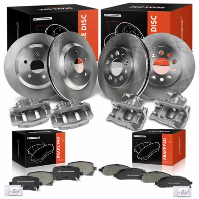 16 Pcs Front & Rear Disc Brake Rotors & Ceramic Brake Pads & Brake Calipers