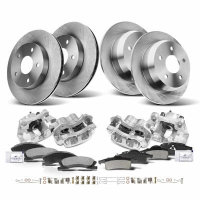 16 Pcs Front & Rear Disc Brake Rotors & Ceramic Brake Pads & Calipers