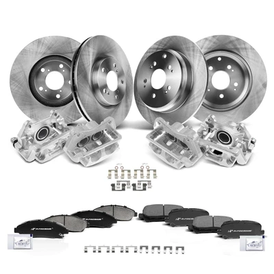 16 Pcs Front & Rear Disc Brake Rotors & Ceramic Brake Pads & Brake Calipers
