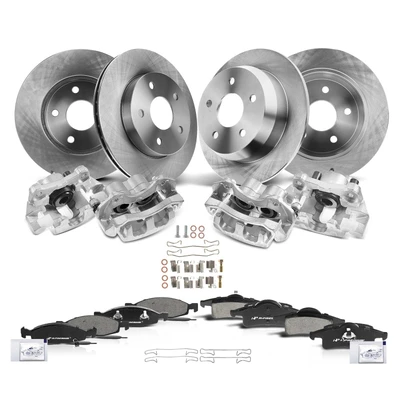 16 Pcs Front & Rear Disc Brake Rotors & Ceramic Brake Pads & Brake Calipers