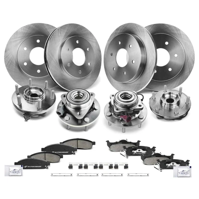 16 Pcs Front & Rear Disc Brake Rotor & Pads + Hub Bearing