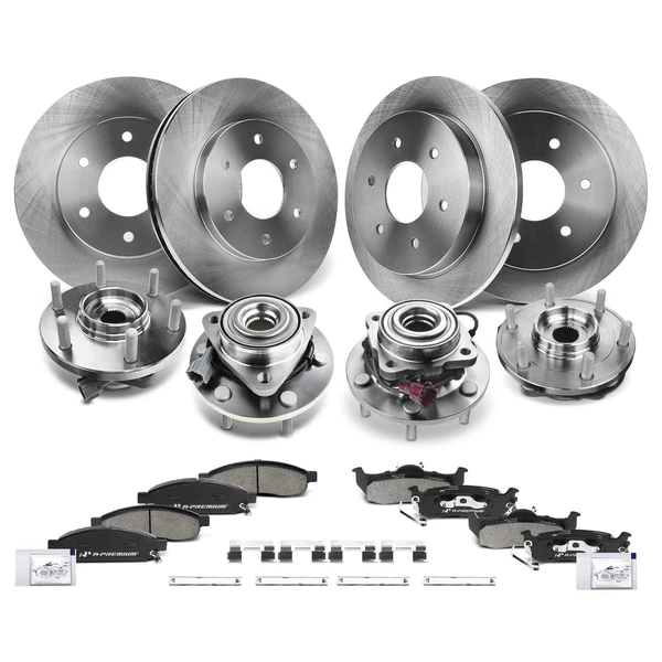 16 Pcs Front & Rear Disc Brake Rotor & Pads + Hub Bearing for INFINITI QX56 04-05