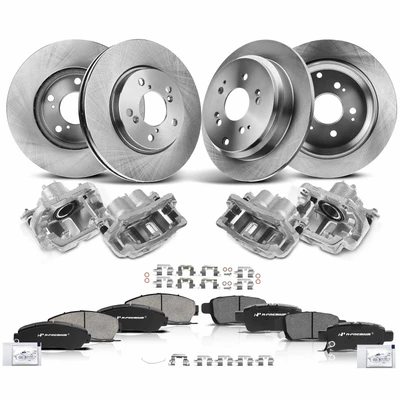 16 Pcs Front & Rear Disc Brake Rotors & Ceramic Brake Pads & Brake Calipers