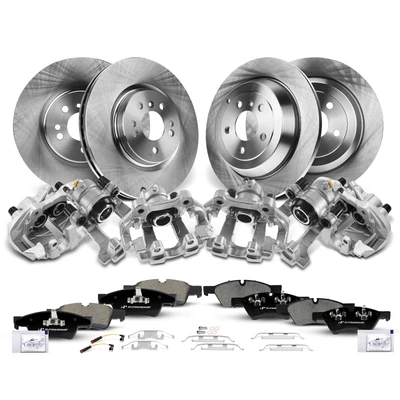 16 Pcs Front & Rear Disc Brake Rotors & Ceramic Brake Pads & Brake Calipers