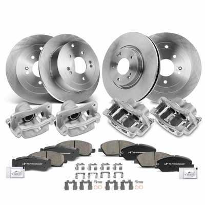 16 Pcs Front & Rear Disc Brake Rotors & Ceramic Brake Pads & Brake Calipers