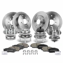 16 Pcs Front & Rear Disc Brake Rotors & Ceramic Brake Pads & Hub Bearings for 2007-2009 Hyundai Santa Fe