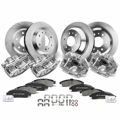 16 Pcs Front & Rear Disc Brake Rotors & Ceramic Brake Pads & Brake Calipers