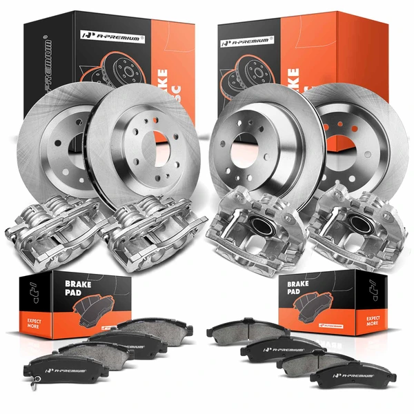 16 Pcs Front & Rear Disc Brake Rotors & Ceramic Brake Pads & Brake Calipers for GMC
