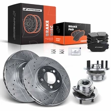 8 Pcs Front Drilled Brake Rotor & Pads + Wheel Hub Bearing