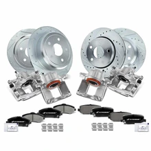 16 Pcs Front & Rear Drilled Brake Rotors & Pads + Brake Calipers