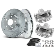 8 Pcs Front Drilled Brake Rotors & Pads + Brake Calipers