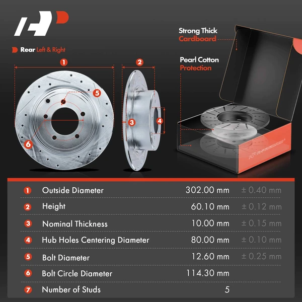 8 Pcs Rear Drilled Brake Rotor & Pads + Wheel Hub Bearing for Mitsubishi Lancer 08-09