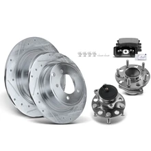 8 Pcs Rear Drilled Brake Rotor & Pads + Wheel Hub Bearing