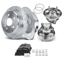 8 Pcs Rear Drilled Brake Rotor & Pads + Wheel Hub Bearing