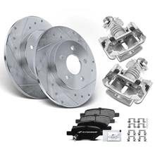 8 Pcs Rear Drilled Brake Rotors & Pads + Brake Calipers