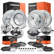 16 Pcs Front & Rear Drilled Brake Rotor & Pads + Wheel Hub Bearing