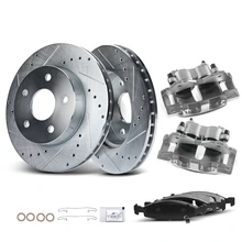 8 Pcs Front Drilled Brake Rotors & Pads + Brake Calipers