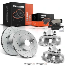8 Pcs Front Drilled Brake Rotors & Pads + Brake Calipers