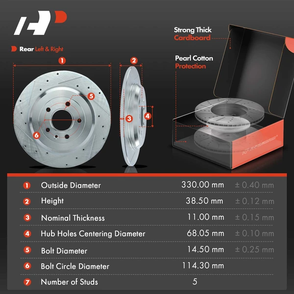 8 Pcs Rear Drilled Brake Rotor & Pads + Wheel Hub Bearing for Ford Explorer 2011-2017