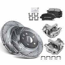 8 Pcs Rear Drilled Brake Rotors & Pads + Brake Calipers