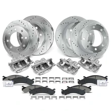 16 Pcs Front & Rear Drilled Brake Rotors & Pads + Brake Calipers