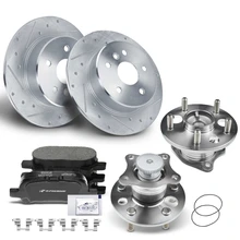 8 Pcs Rear Drilled Brake Rotor & Pads + Wheel Hub Bearing
