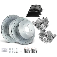 8 Pcs Rear Drilled Brake Rotors & Pads + Brake Calipers