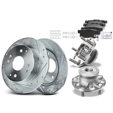 8 Pcs Rear Drilled Brake Rotor & Pads + Wheel Hub Bearing