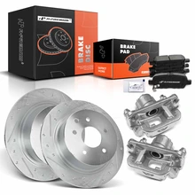 8 Pcs Rear Drilled Brake Rotors & Pads + Brake Calipers