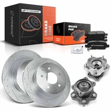 8 Pcs Rear Drilled Brake Rotor & Pads + Wheel Hub Bearing