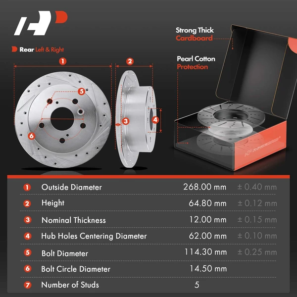 8 Pcs Rear Drilled Brake Rotors & Pads + Brake Calipers for Toyota Avalon Camry 2002-2006