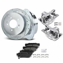 8 Pcs Rear Drilled Brake Rotors & Pads + Brake Calipers
