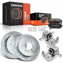 8 Pcs Rear Drilled Brake Rotors & Pads + Brake Calipers