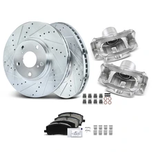8 Pcs Front Drilled Brake Rotors & Pads + Brake Calipers
