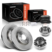8 Pcs Front Drilled Brake Rotor & Pads + Wheel Hub Bearing