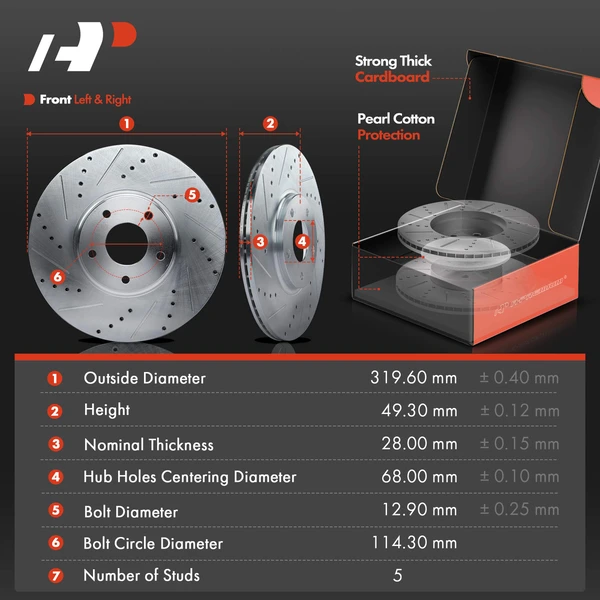 8 Pcs Front Drilled Brake Rotor & Pads + Wheel Hub Bearing for INFINITI FX35 FX45 03-05