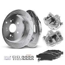 8 Pcs Rear Drilled Brake Rotors & Pads + Brake Calipers