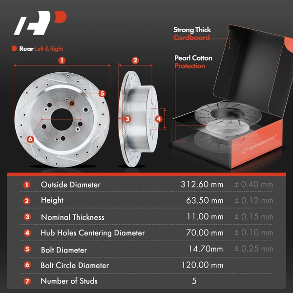 8 Pcs Rear Drilled Brake Rotor & Pads + Wheel Hub Bearing for Honda Odyssey 2005-2010 3.5L