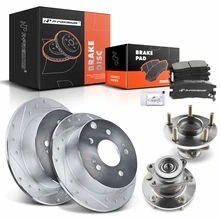 8 Pcs Rear Drilled Brake Rotor & Pads + Wheel Hub Bearing