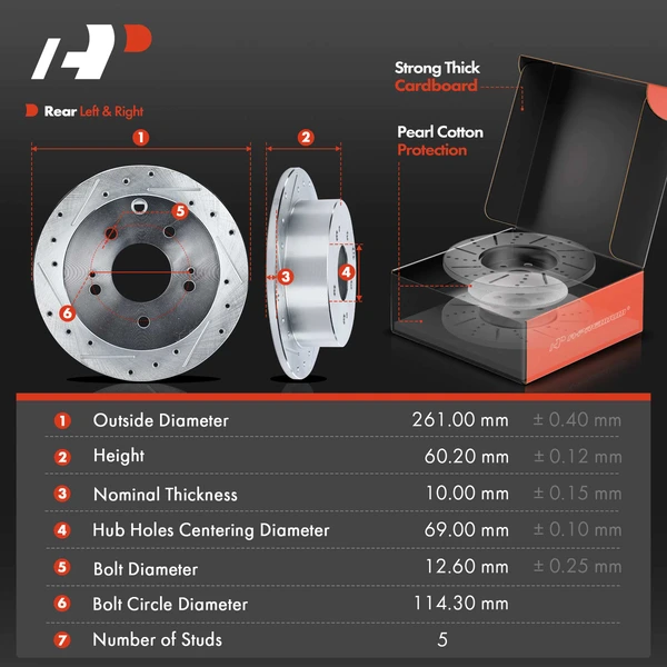 8 Pcs Rear Drilled Brake Rotor & Pads + Wheel Hub Bearing for Mitsubishi Eclipse Galant