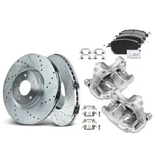 8 Pcs Front Drilled Brake Rotors & Pads + Brake Calipers