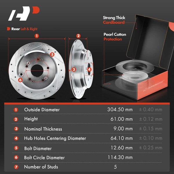 8 Pcs Rear Drilled Brake Rotor & Pads + Wheel Hub Bearing for Honda CR-V 2007-2011 Acura RDX