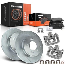 8 Pcs Rear Drilled Brake Rotors & Pads + Brake Calipers