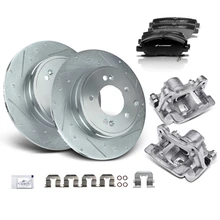 8 Pcs Rear Drilled Brake Rotors & Pads + Brake Calipers
