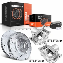 8 Pcs Front Drilled Brake Rotors & Pads + Brake Calipers for Hyundai Sonata 2011-2014