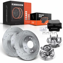 8 Pcs Rear Drilled Brake Rotor & Pads + Wheel Hub Bearing