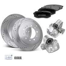 8 Pcs Rear Drilled Brake Rotors & Pads + Brake Calipers