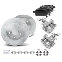 8 Pcs Rear Drilled Brake Rotors & Pads + Brake Calipers
