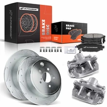 8 Pcs Rear Drilled Brake Rotors & Pads + Brake Calipers